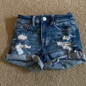 American Eagle ripped blue jean shorts